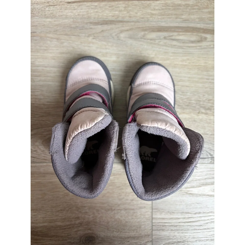 Sorel Whitney II Strap Kids Waterproof Winter Snow Boots Pink Grey NV3919-608 7